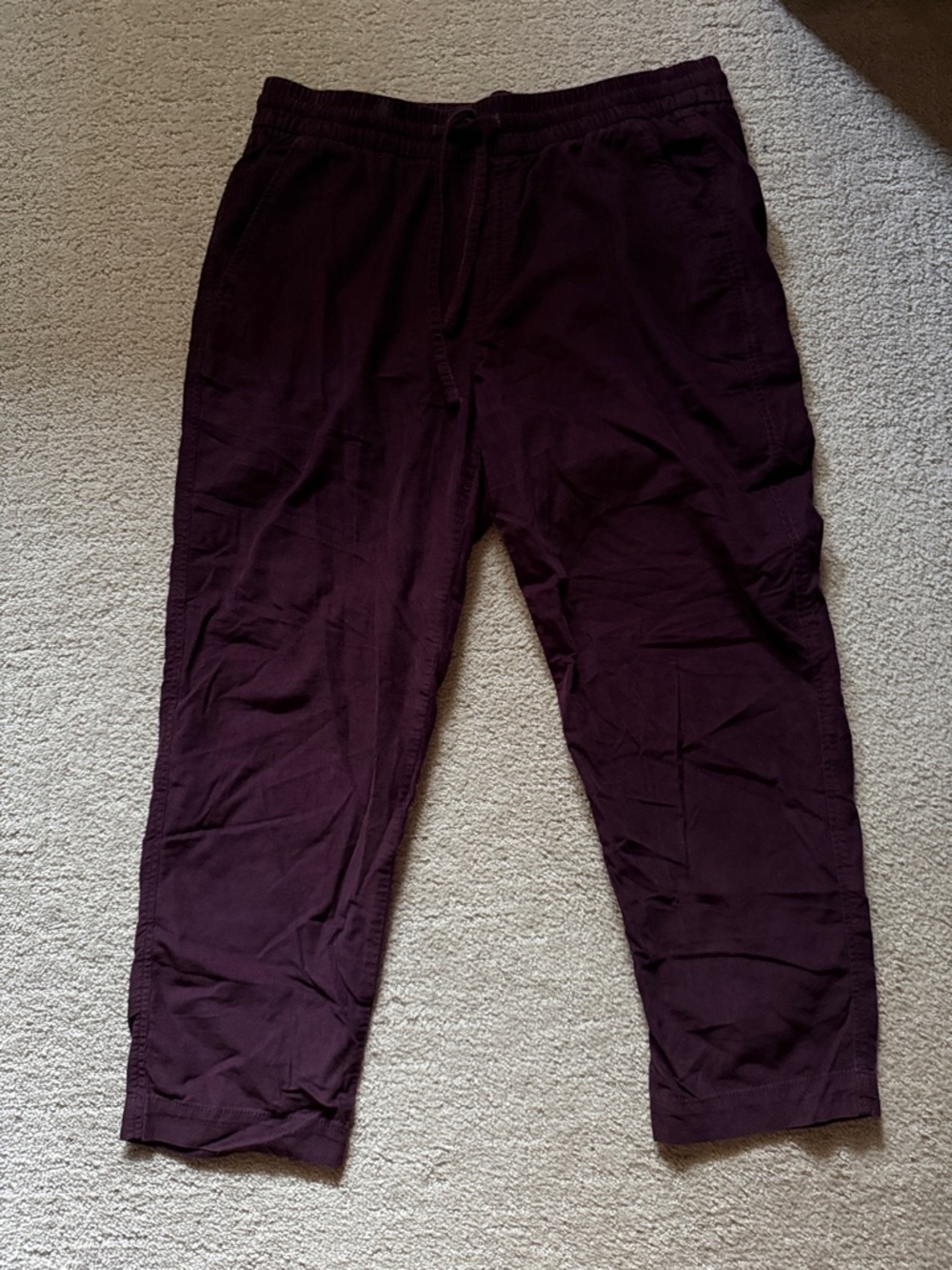 GAP Women's Straight Leg Easy Pants in Deep Plum
